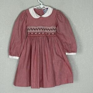 Vtg Carriage Boutiques Bishop Dress Smocked Embroidered Cottage Size 3T